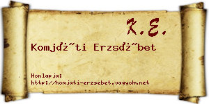 Komjáti Erzsébet névjegykártya