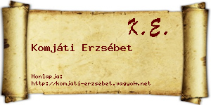 Komjáti Erzsébet névjegykártya